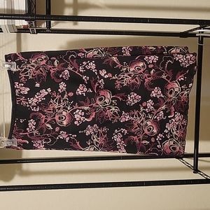 Black Purple Floral Skirt